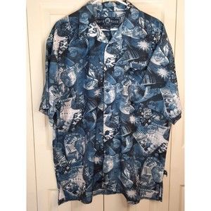 HardRock Cafe Men's Shirt Button Up Las Vegas Hawaiian Guitars Vintage USA XL